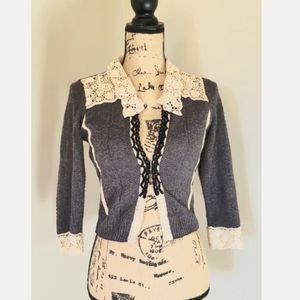 Anthropologie Lace, Cashmere, Wool & Velvet Guinevere Sweater Size S